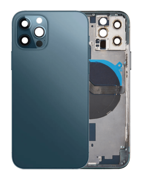 iPhone 12 Pro Back Housing Frame w/ Small Components Pre-Installed (NO LOGO) (PACIFIC BLUE)