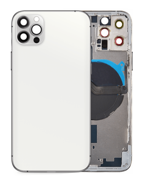 iPhone 12 Pro Back Housing Frame w/ Small Components Pre-Installed (NO LOGO) (SILVER)