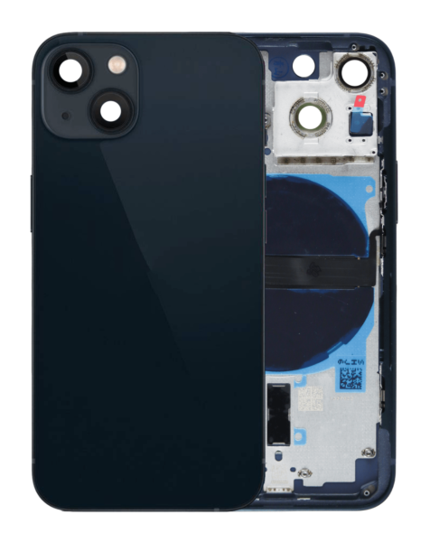 iPhone 13 Mini Back Housing Frame w/ Small Components Pre-Installed (NO LOGO) (BLACK)