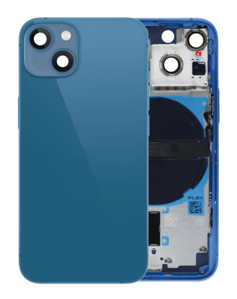 iPhone 13 Mini Back Housing Frame w/ Small Components Pre-Installed (NO LOGO) (BLUE)