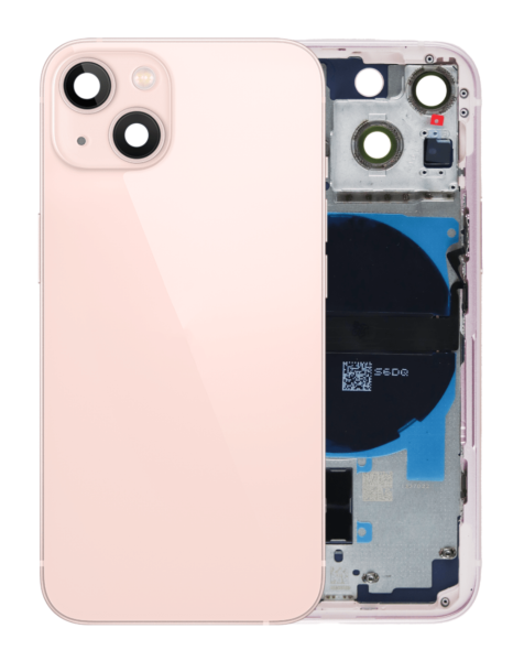 iPhone 13 Mini Back Housing Frame w/ Small Components Pre-Installed (NO LOGO) (PINK)