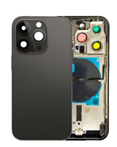 iPhone 14 Pro Back Housing Frame w/Small Components Pre-Installed (NO LOGO) (SPACE BLACK)