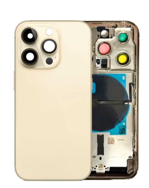 iPhone 14 Pro Back Housing Frame w/Small Components Pre-Installed (NO LOGO) (GOLD)