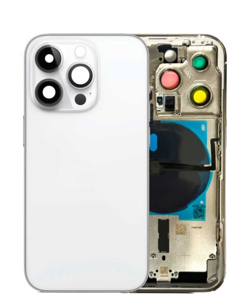 iPhone 14 Pro Back Housing Frame w/Small Components Pre-Installed (NO LOGO) (SILVER)