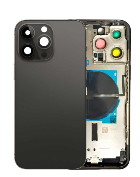 iPhone 14 Pro Max Back Housing Frame w/Small Components Pre-Installed (NO LOGO) (SPACE BLACK)