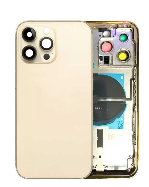 iPhone 14 Pro Max Back Housing Frame w/Small Components Pre-Installed (NO LOGO) (GOLD)