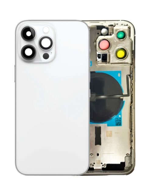 iPhone 14 Pro Max Back Housing Frame w/Small Components Pre-Installed (NO LOGO) (SILVER)