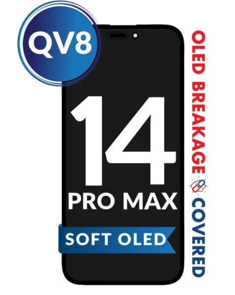 iPhone 14 Pro Max OLED Assembly (SOFT/QV8) (Exclusive OLED Breakage Warranty)