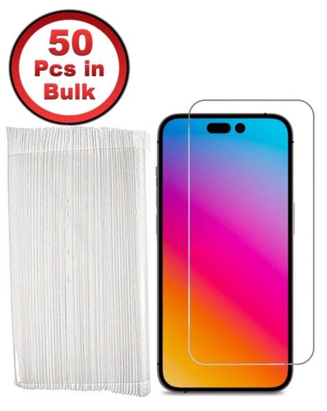 iPhone 15 / 15 Pro Clear Tempered Glass (2.5D/50 Pcs in Bulk)