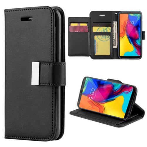 LG Stylo 5 Design Wallet with Extra Pocket Case - BLACK (Only Ground Shipping)