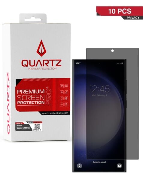 QUARTZ Privacy Tempered Glass for Galaxy S24 Ultra (Pack of 10)