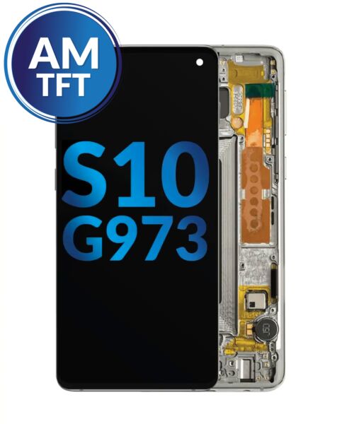 Galaxy S10 (G973) LCD Assembly w/ Frame (without Finger Print Sensor) (WHITE) (Aftermarket TFT)