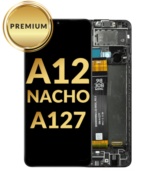 Galaxy A12 Nacho (A127 / 2021) LCD Assembly w/ Frame (BLACK) (Premium / Refurbished)