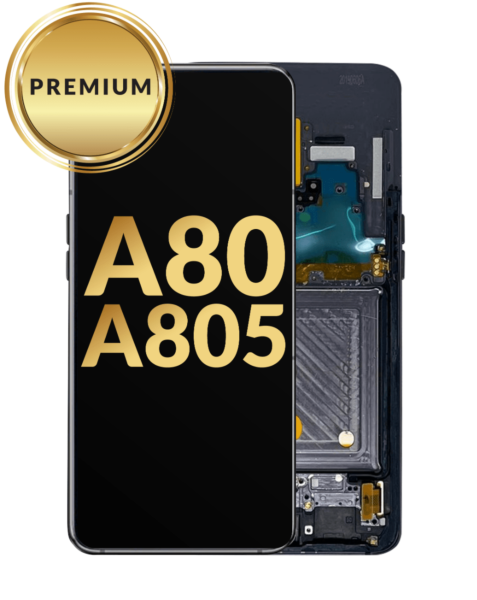 Galaxy A80 (A805 / 2019) OLED Assembly w/ Frame (BLACK) (Premium / Refurbished)