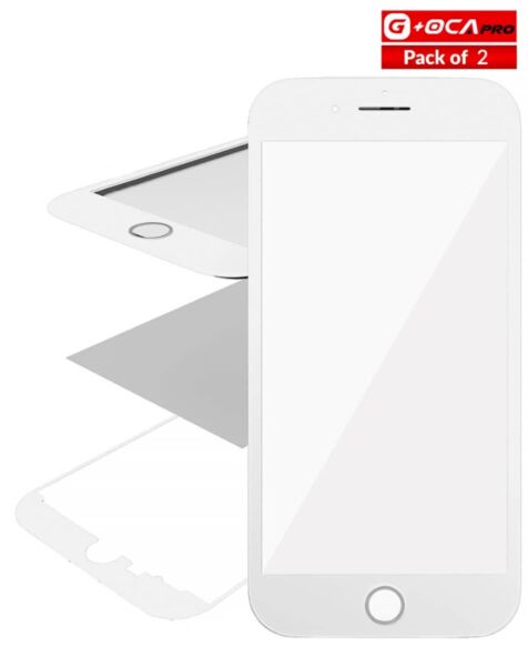 iPhone 8 Plus G+ Oca Pro (Front Glass + Frame + OCA) (3 in 1) (WHITE) (2 Pack) (Premium)
