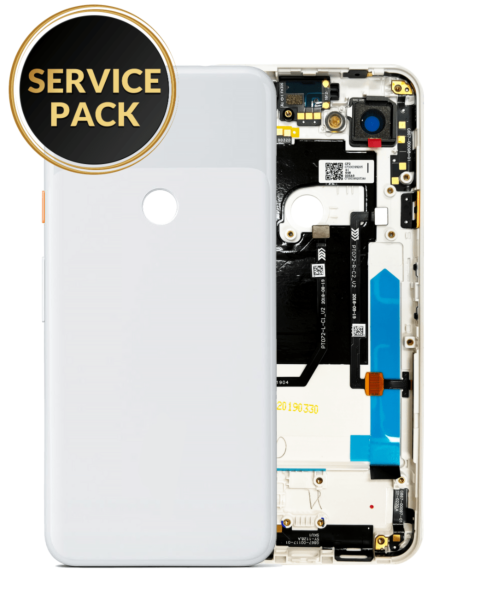 Google Pixel 3A Back Housing Frame w/ Small Components Pre-Installed (WHITE) (Service Pack)