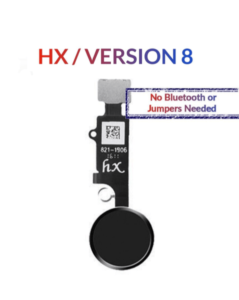 iPhone 8P / 8 / SE (2020) / 7P / 7 Home Button Solution Flex Cable (HX / Version 8 / No Bluetooth or Jumpers Needed) (BLACK)