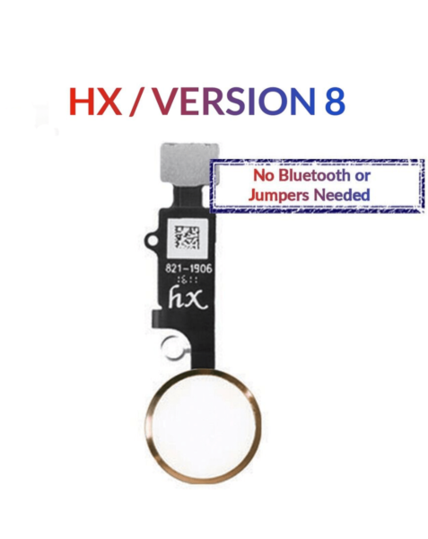 iPhone 8P / 8 / SE (2020) / 7P / 7 Home Button Solution Flex Cable (HX / Version 8 / No Bluetooth or Jumpers needed) (GOLD)