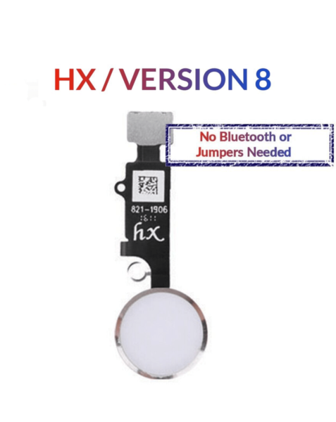 iPhone 8P / 8 / SE (2020) / 7P / 7 Home Button Solution Flex Cable (HX / Version 8 / No Bluetooth or Jumpers needed) (SILVER)