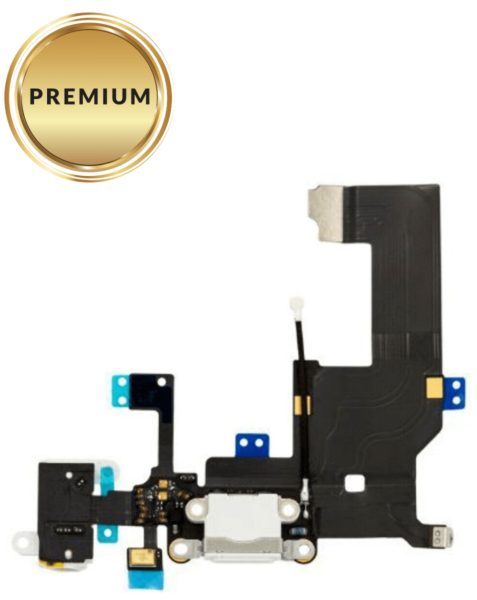 iPhone 5 Charging Port Flex Cable w/ Headphone Jack (WHITE) (Premium)