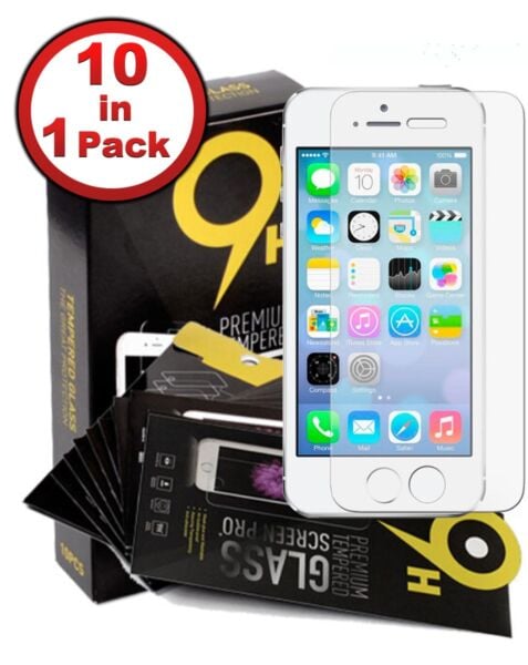 iPhone 5SE / 5S / 5 / 5C Clear Tempered Glass (2.5D / Pack of 10)