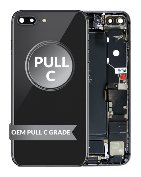 iPhone 8 Plus Back Housing w/ Small Parts & Battery (BLACK) (OEM Pull C Grade)