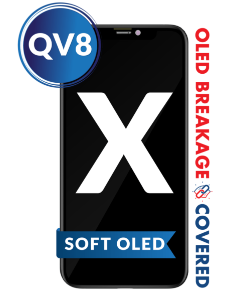 iPhone X OLED Assembly (SOFT / QV8) (Exclusive OLED Breakage Warranty)