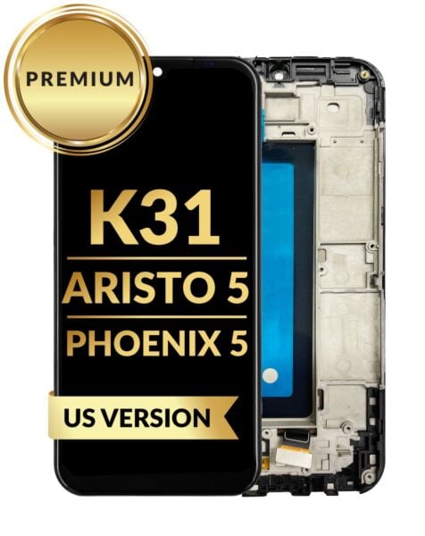 LG K31 (2020) / Aristo 5 / Phoenix 5 LMK300AM LCD Assembly w/Frame (US Version) (BLACK) (Premium / Refurbished)