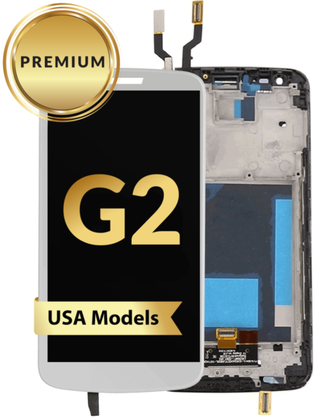 LG G2 LCD Assembly w/ Frame (WHITE) (USA Version) (Premium / Refurbished)