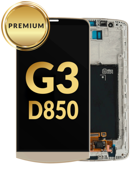 LG G3 (D850) LCD Assembly w/ Frame (GOLD) (Premium / Refurbished)