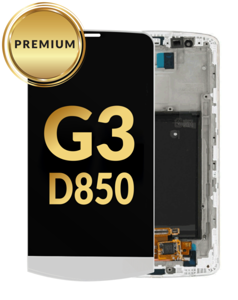 LG G3 (D850) LCD Assembly w/ Frame (WHITE) (Premium / Refurbished)