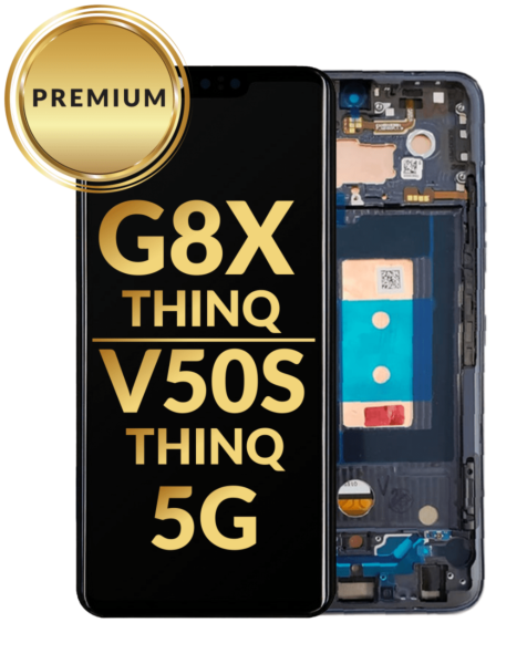 LG G8X ThinQ / V50S ThinQ 5G LCD Assembly w/ Frame (BLACK) (Premium / Refurbished)