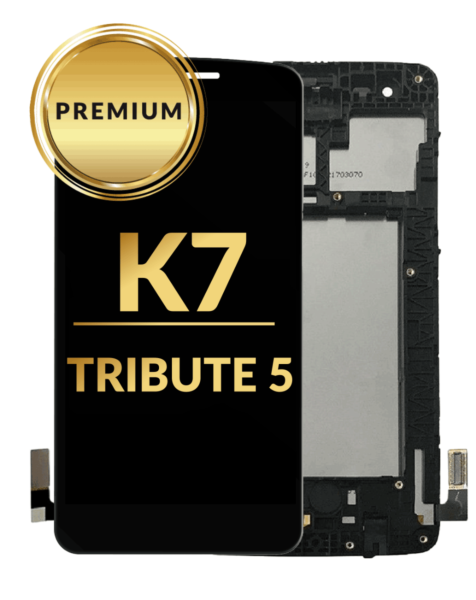 LG K7 / Tribute 5 (LS675 / MS330) LCD Assembly w/ Frame (BLACK) (Premium / Refurbished)