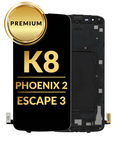 LG K8 (K350 / 2016) / Phoenix 2 / Escape 3 LCD Assembly w/ Frame (BLACK) (Premium / Refurbished)