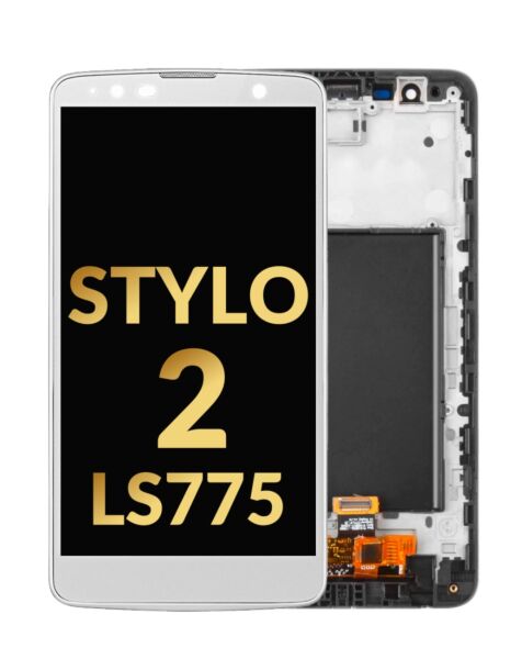 LG Stylo 2 (LS775) LCD Assembly w/ Frame (WHITE) (Premium / Refurbished)