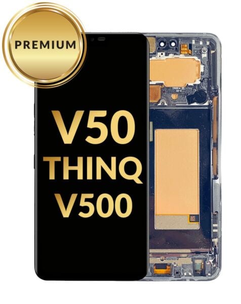 LG V50 ThinQ (V500) LCD Assembly w/Frame (BLACK) (Premium/Refurbished)