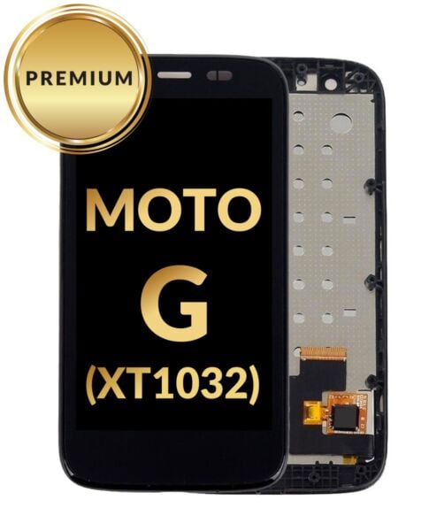Motorola Moto G (XT1032) LCD Assembly w/Frame (BLACK) (Premium/Refurbished)
