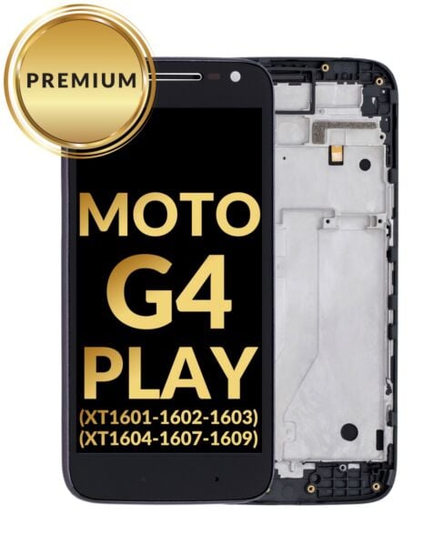 Motorola Moto G4 Play (XT1601/1062/1603/1604/1607/1609) LCD Assembly w/Frame (BLACK) (Premium/Refurbished)