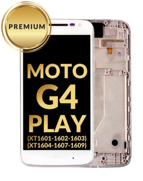 Motorola Moto G4 Play (XT1601/1062/1603/1604/1607/1609) LCD Assembly w/Frame (WHITE) (Premium/Refurbished)