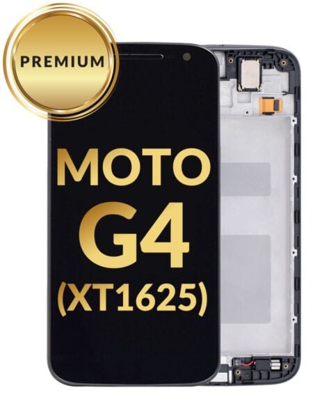 Motorola Moto G4 (XT1625) LCD Assembly w/Frame (BLACK) (Premium/Refurbished)