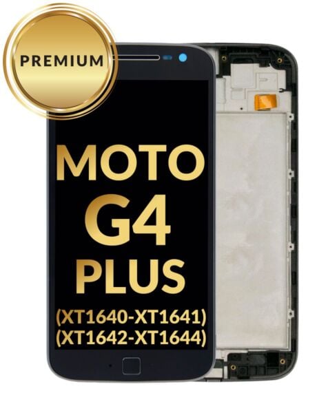 Motorola Moto G4 Plus(XT1640/1641/1642/1644) LCD Assembly w/Frame (BLACK) (Premium/Refurbished)