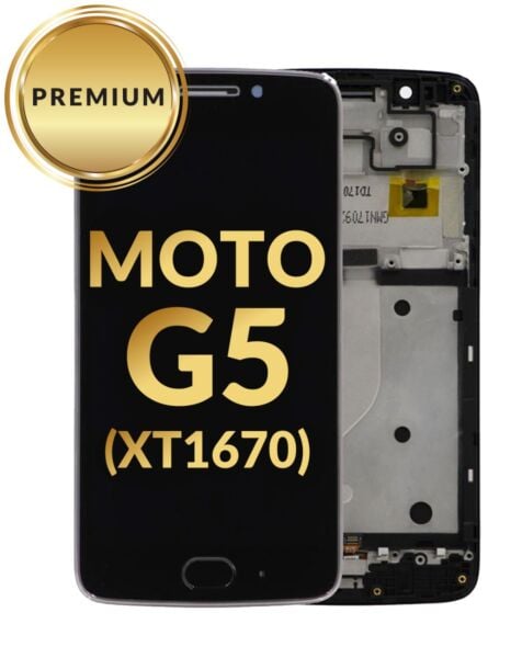 Motorola Moto G5 (XT1670) LCD Assembly w/Frame (BLACK) (Premium/Refurbished)