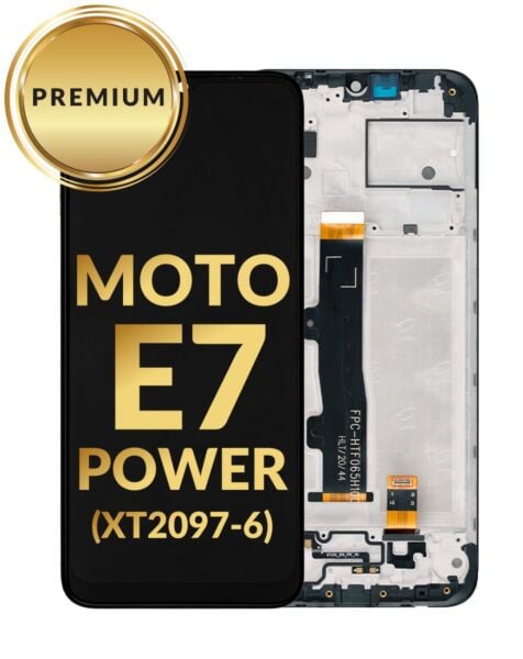 Motorola Moto E7 Power (XT2097-6) LCD Assembly w/Frame (BLACK) (Premium/Refurbished)
