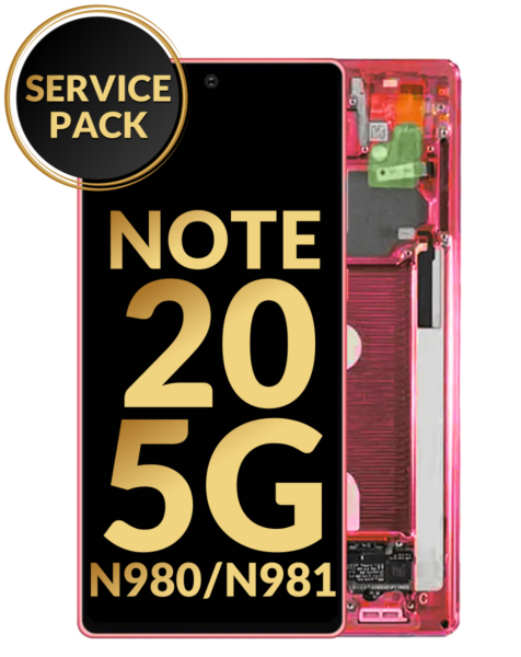Galaxy Note 20 5G (N980 / N981) OLED Assembly w/ Frame (MYSTIC RED) (Service Pack)