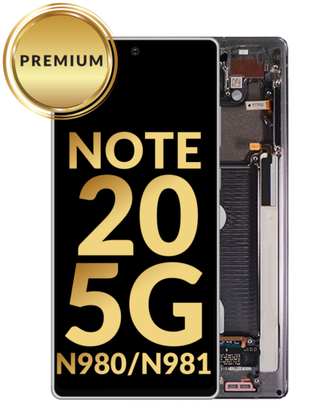 Galaxy Note 20 5G (N980 / N981) OLED Assembly w/ Frame (MYSTIC GRAY) (Premium / Refurbished)