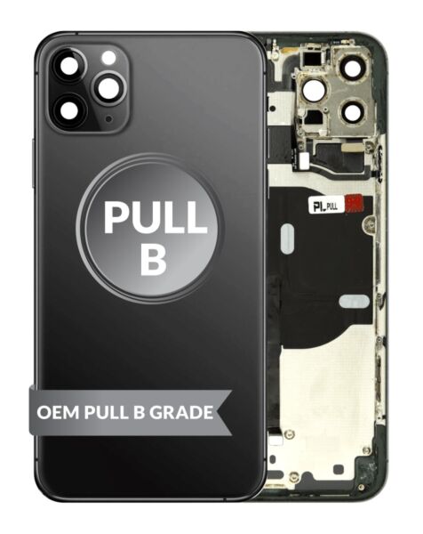 iPhone 11 Pro Max Back Housing w/ Small Parts (BLACK) (OEM Pull B Grade)