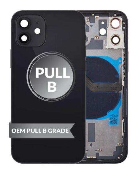 iPhone 12 Mini Back Housing w/ Small Parts (BLACK) (OEM Pull B Grade)