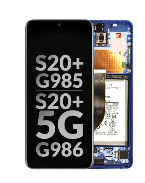 Galaxy S20 Plus 5G (G985/G986) OLED Assembly w/Frame, Battery & Small Parts (AURA BLUE) (OEM Pull A Grade)