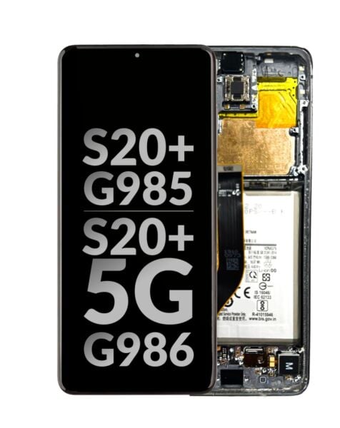 Galaxy S20 Plus 5G (G985/G986) OLED Assembly w/Frame, Battery & Small Parts (COSMIC GRAY) (OEM Pull D Grade)