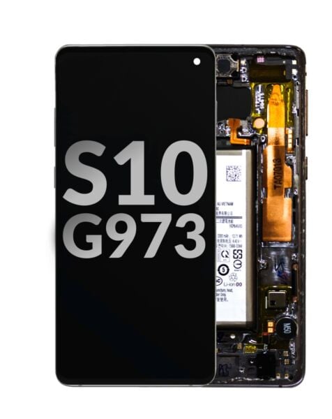 Galaxy S10 (G973) OLED Assembly w/Frame, Small Parts & Battery (PRISM BLACK) (OEM Pull C Grade)